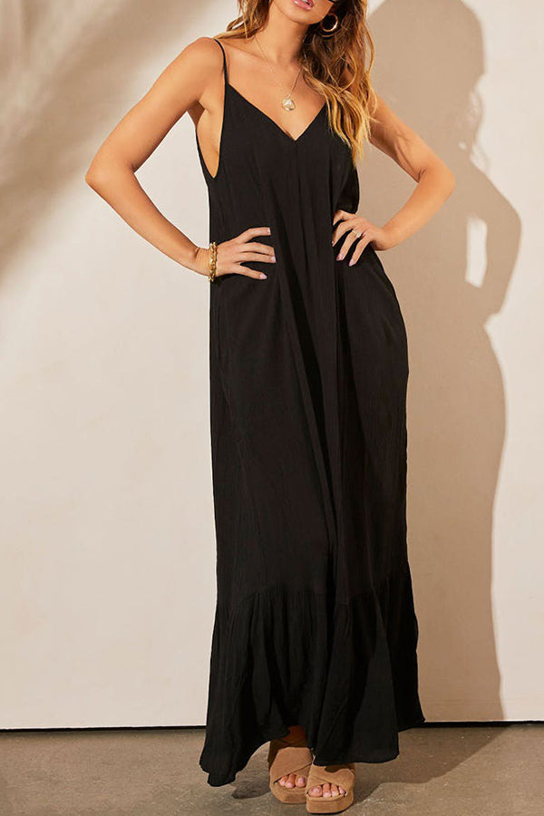 CD | KIMONIE Rochie maxi monocoloră cu buzunar