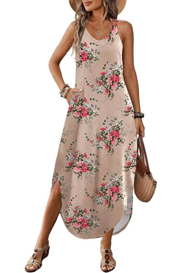 CD | Casual V-neck halter fantă boemă plajă resort rochie maxi