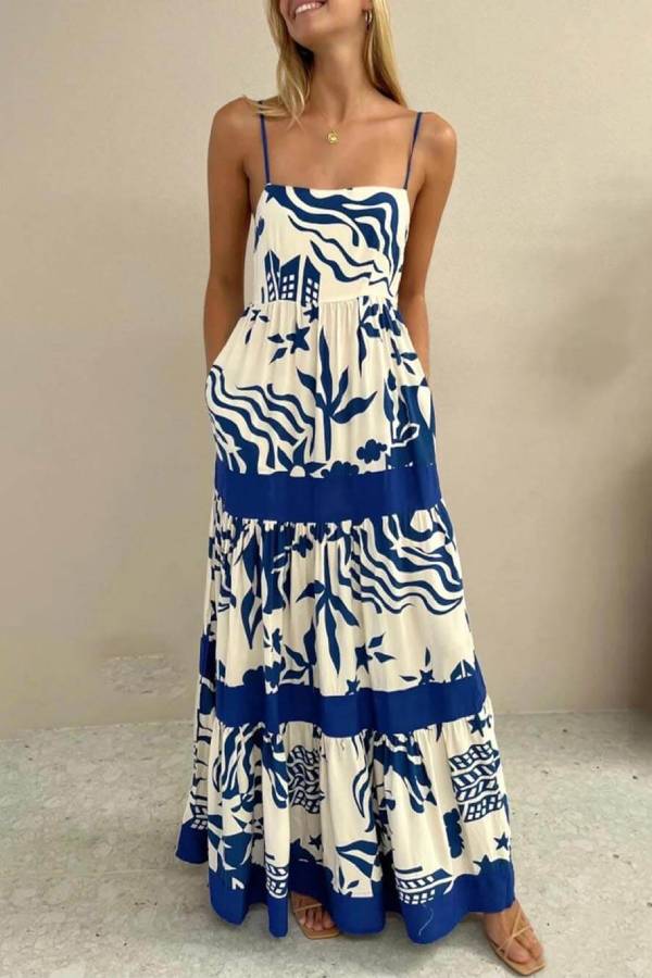 CD | Rochie maxi elegantă cu volane și imprimeu floral
