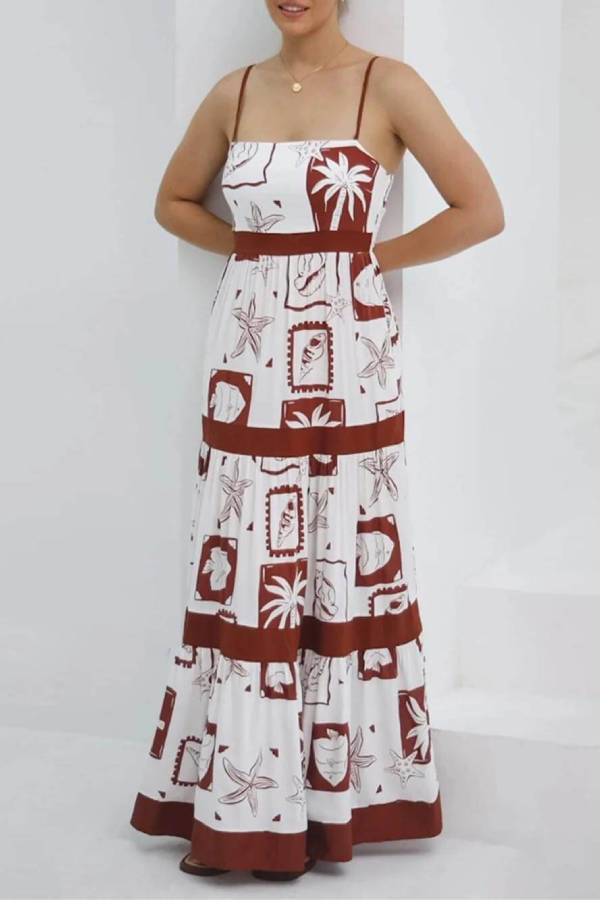 CD | Rochie maxi elegantă cu volane și imprimeu floral