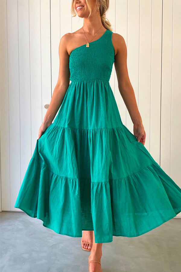 CD | Off-the-shoulder, fără mâneci, rochie maxi cu volane cu volane