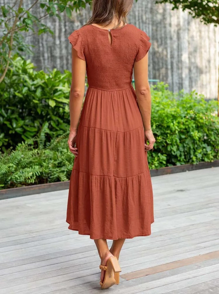 CD | Rochie midi fluidă cu cravată