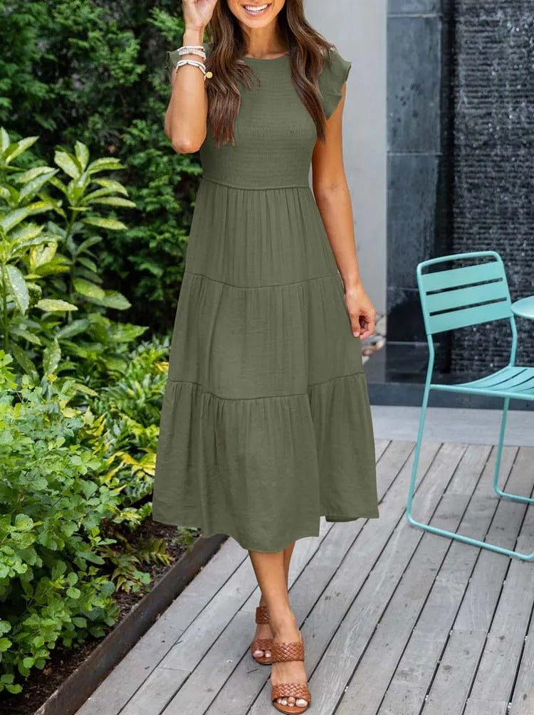 CD | Rochie midi fluidă cu cravată