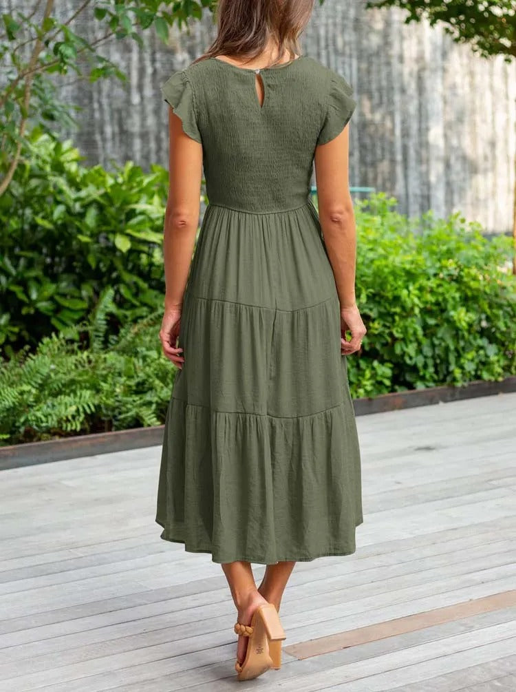 CD | Rochie midi fluidă cu cravată
