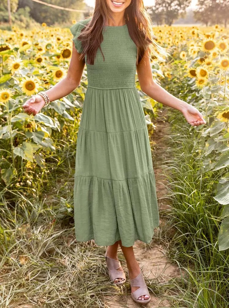 CD | Rochie midi fluidă cu cravată