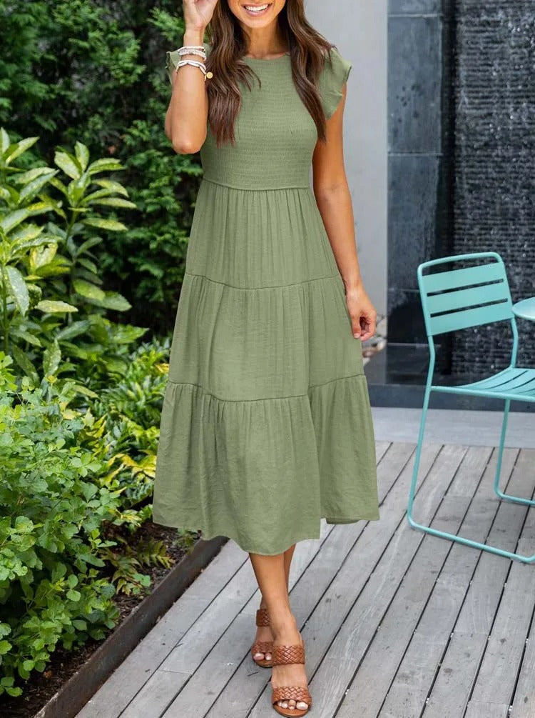 CD | Rochie midi fluidă cu cravată