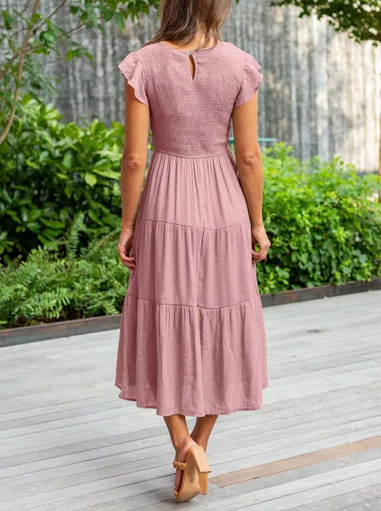 CD | Rochie midi fluidă cu cravată