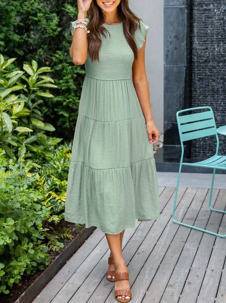 CD | Rochie midi fluidă cu cravată
