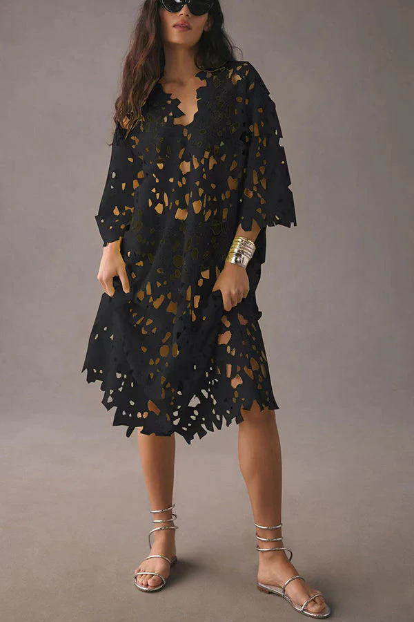 CD | "I Belong Here" Rochie de plajă din dantelă de lungime medie cu broderie florală