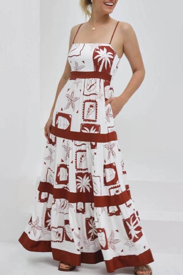 CD | Rochie maxi elegantă cu volane și imprimeu floral