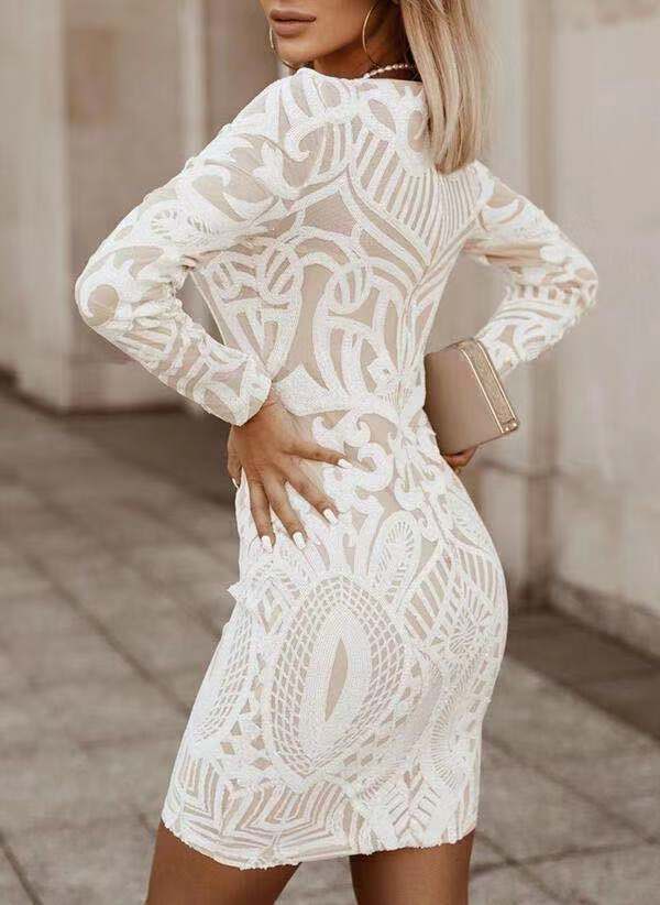 CD | Rochie mini elegantă cu mânecă lungă, pentru femei