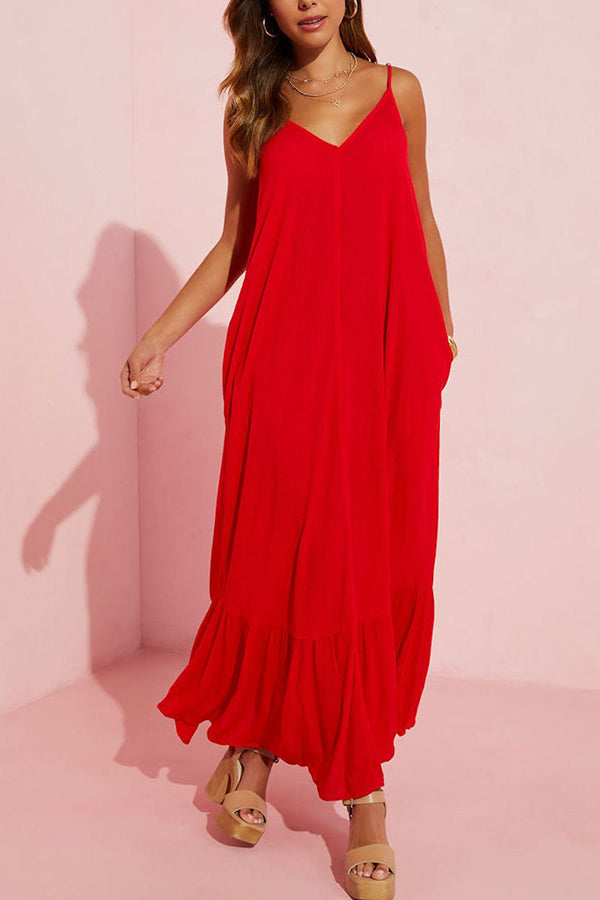 CD | KIMONIE Rochie maxi monocoloră cu buzunar