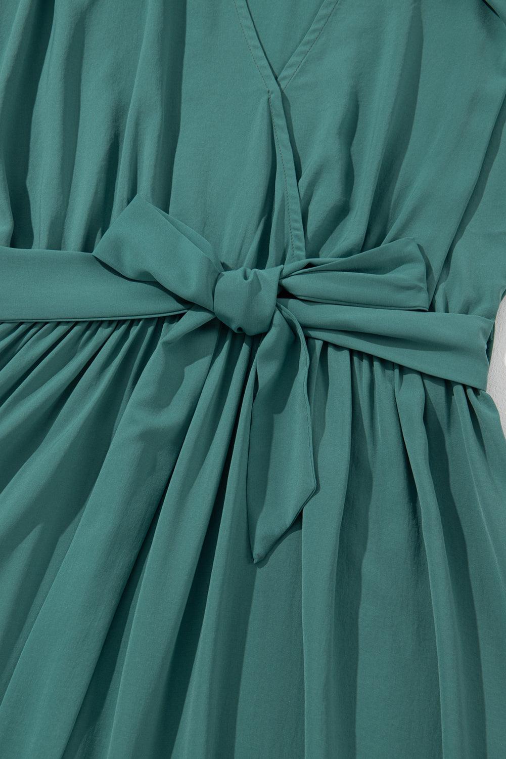 CD | Rochie maxi verde închis cu pliuri pentru femei