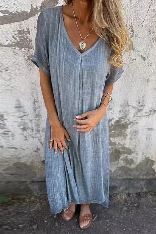 CD | V-neck vrac se potrivesc bumbac in rochie midi
