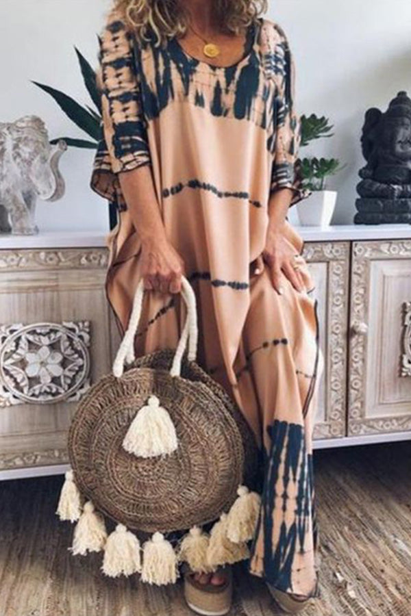 CD | Rochie maxi imprimată lejeră cu decolteu rotund
