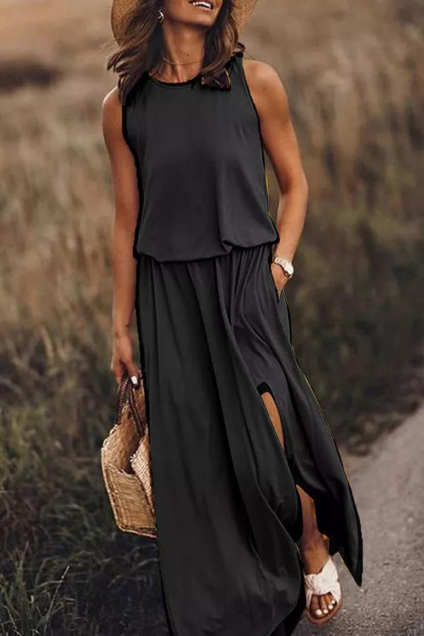 CD | Giselle Rochie maxi cu croială lejeră și crăpătură