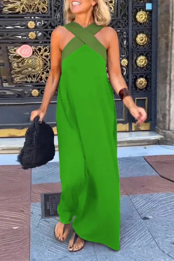 CD | Stylish crossover backless sleeveless vrac rochie maxi