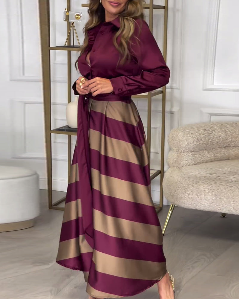 CD | Rochie maxi elegantă cu dungi