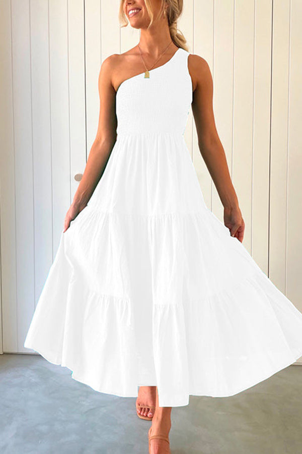 CD | Off-the-shoulder, fără mâneci, rochie maxi cu volane cu volane