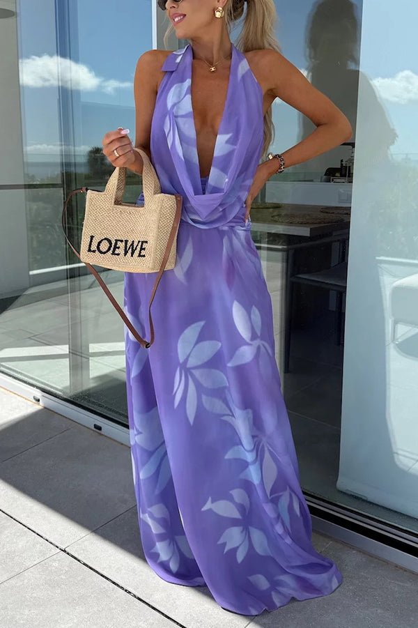 CD | Sexy fără mâneci fără spate halterneck dantelă rochie maxi