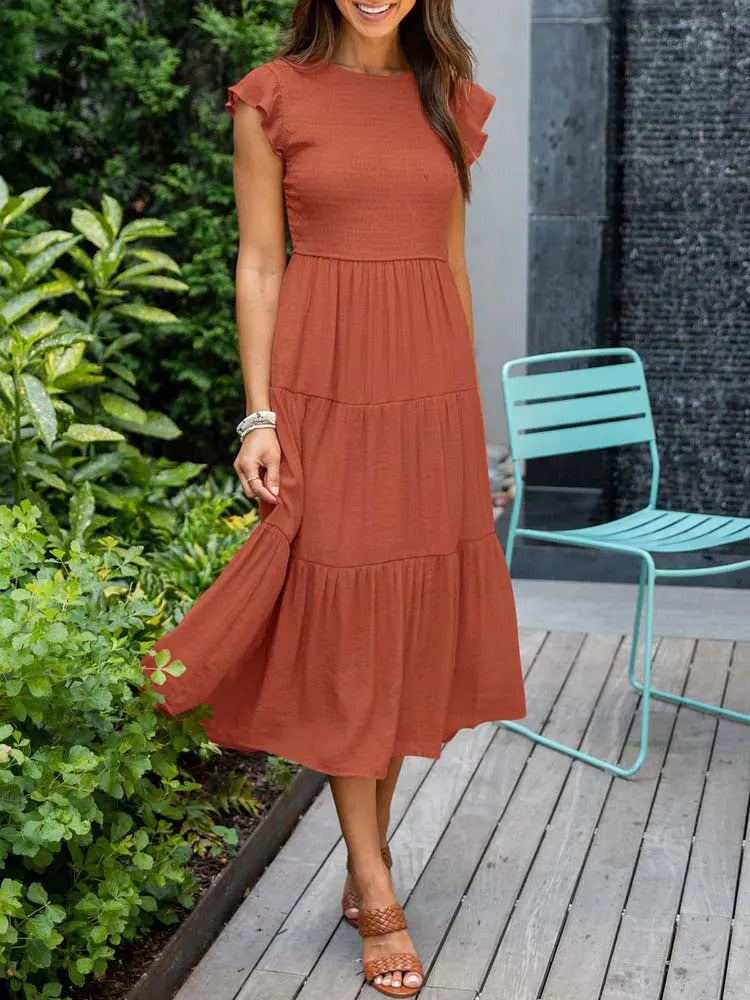 CD | Rochie midi fluidă cu cravată