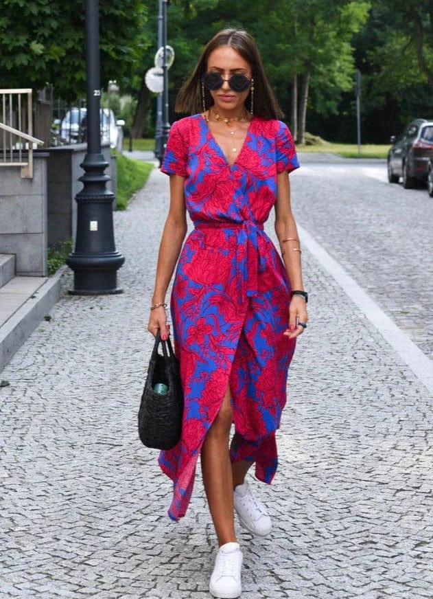 CD | Rochie midi de vară elegantă cu flori colorate