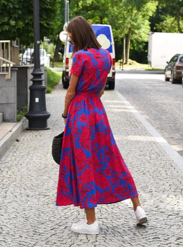 CD | Rochie midi de vară elegantă cu flori colorate