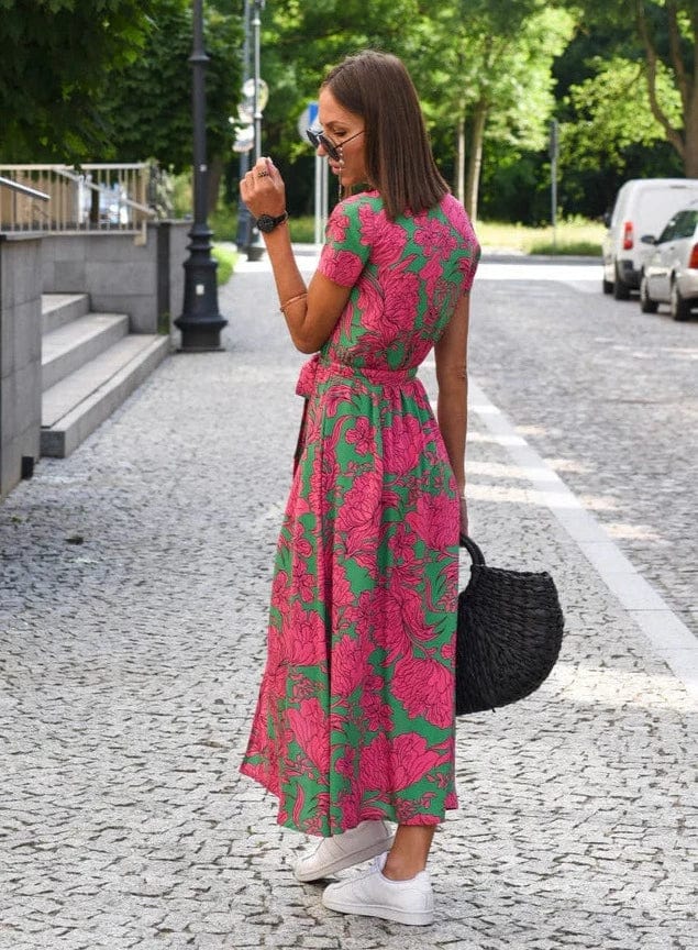 CD | Rochie midi de vară elegantă cu flori colorate