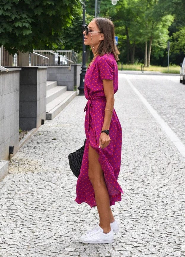 CD | Rochie midi de vară elegantă cu flori colorate