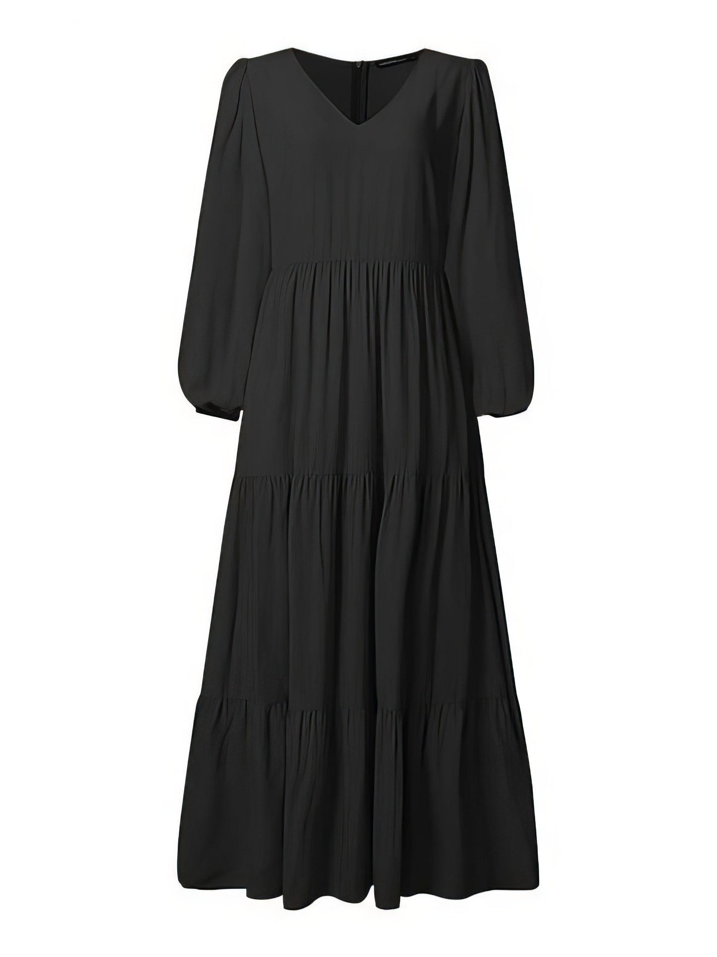 CD Temperament V-Neck Long Sleeve Flowing Dress