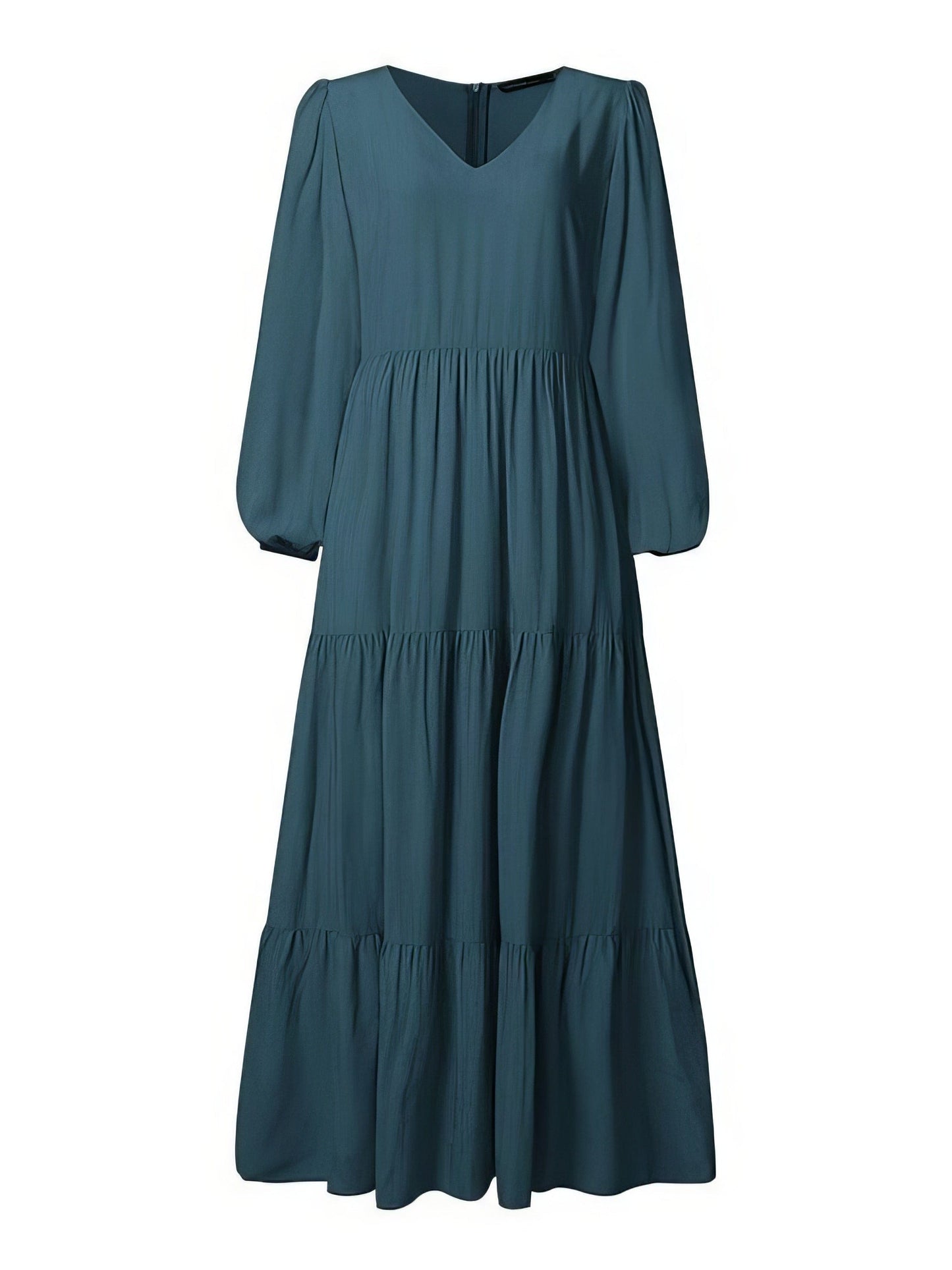 CD Temperament V-Neck Long Sleeve Flowing Dress
