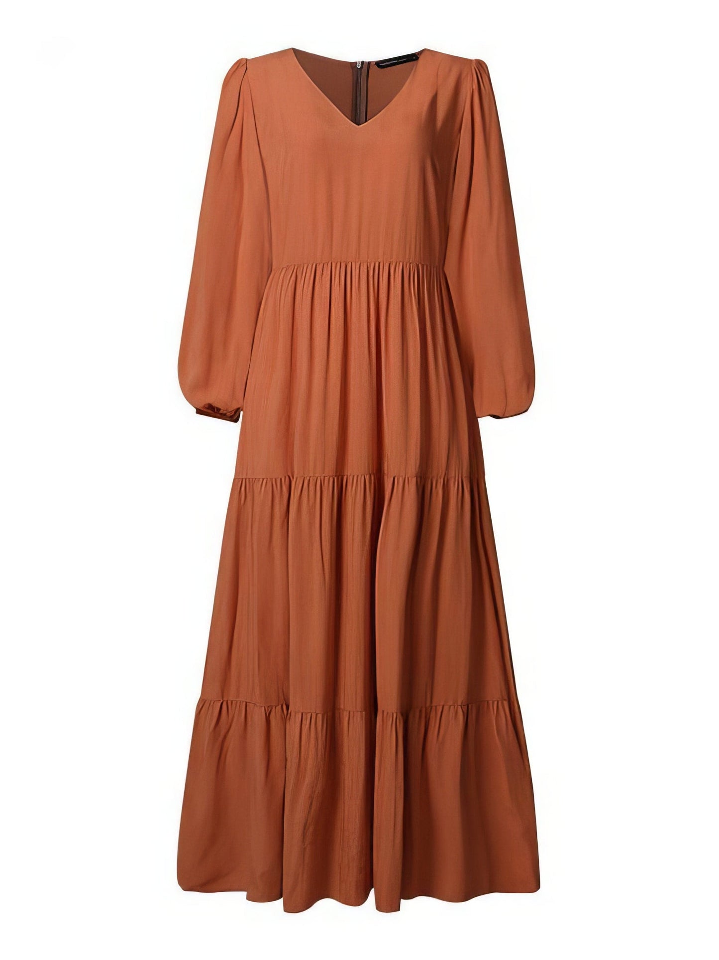 CD Temperament V-Neck Long Sleeve Flowing Dress