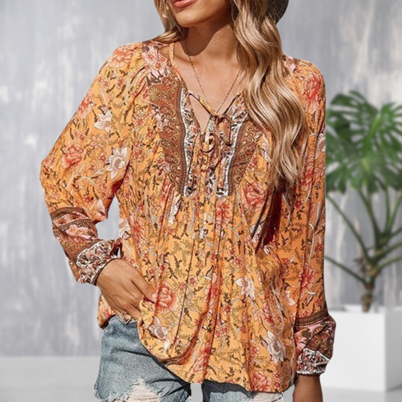 CD | Bluză boho la modă cu mânecă lungă