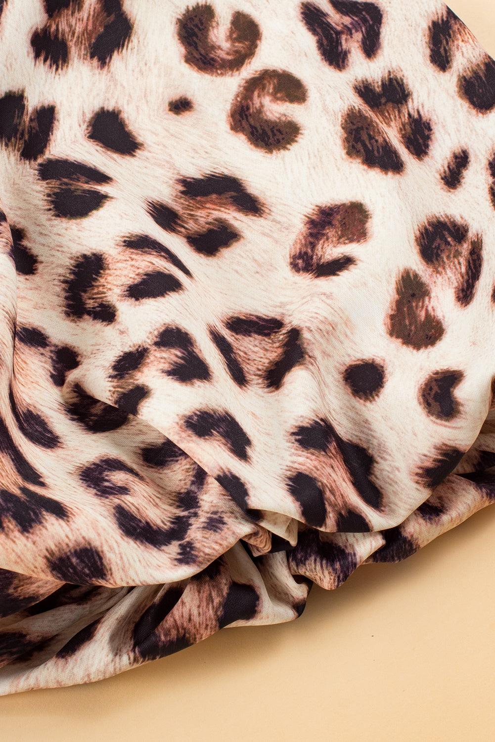 CD | Rochie maxi cu imprimeu leopard și mâneci bufante pentru femei