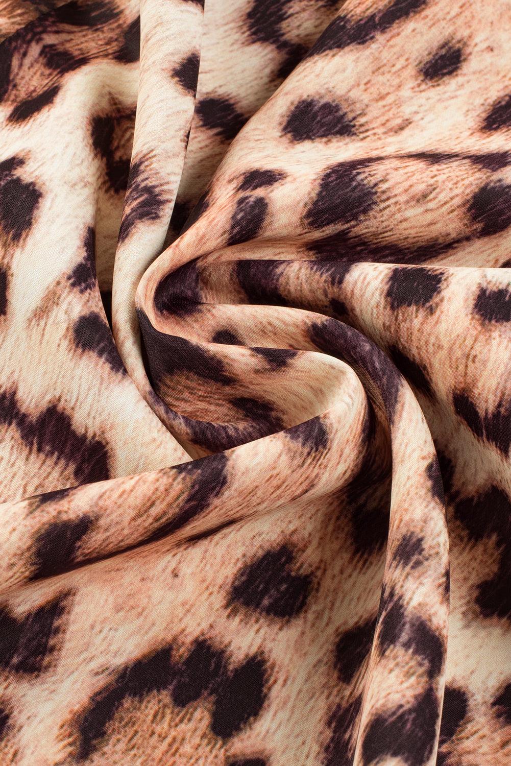 CD | Rochie maxi cu imprimeu leopard și mâneci bufante pentru femei