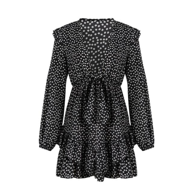CD | Ladies Dress Boho Floral Ruffle scurt Mini rochie