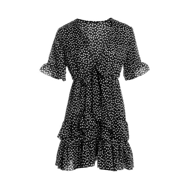 CD | Ladies Dress Boho Floral Ruffle scurt Mini rochie