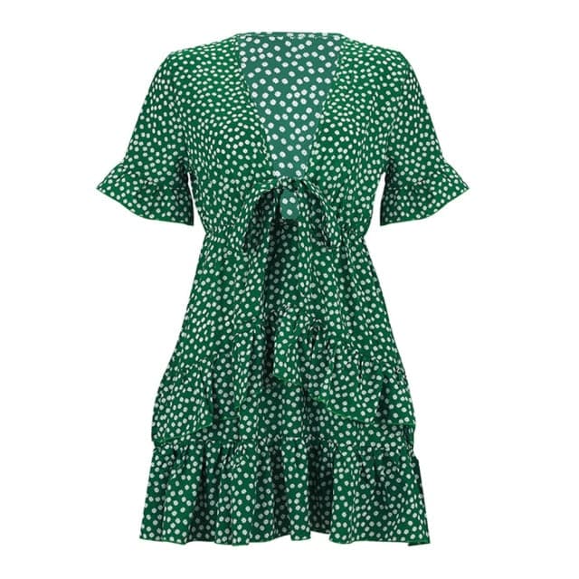 CD | Ladies Dress Boho Floral Ruffle scurt Mini rochie