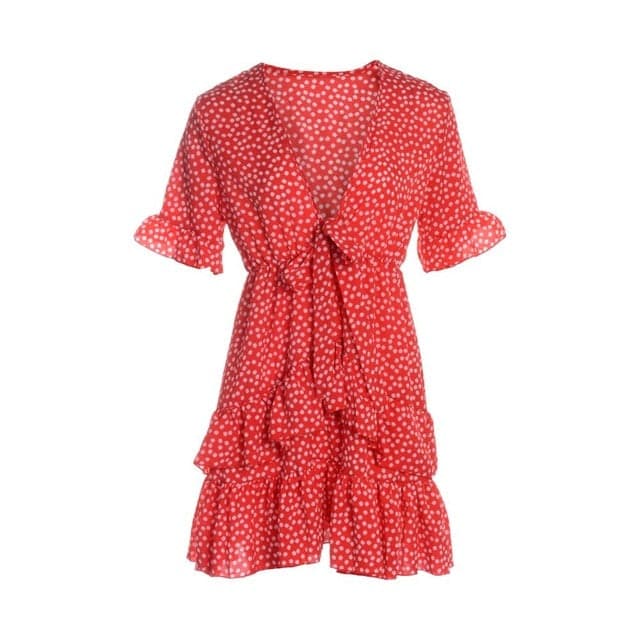 CD | Ladies Dress Boho Floral Ruffle scurt Mini rochie