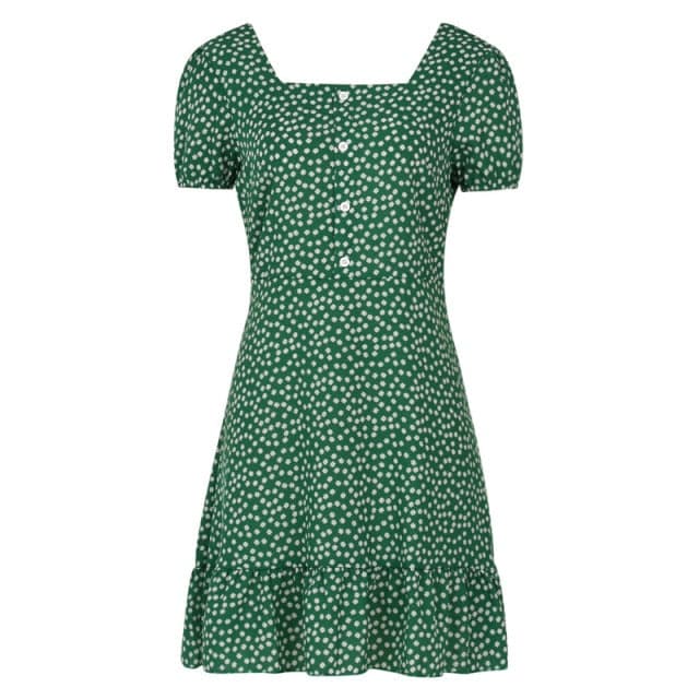 CD | Ladies Dress Boho Floral Ruffle scurt Mini rochie