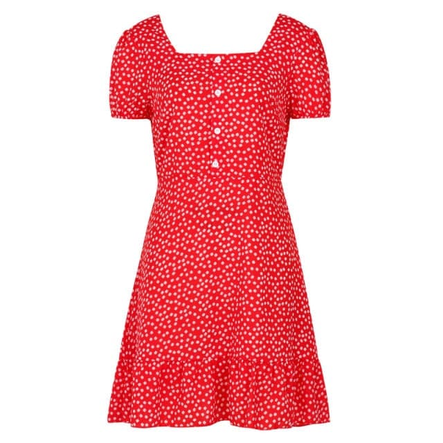 CD | Ladies Dress Boho Floral Ruffle scurt Mini rochie