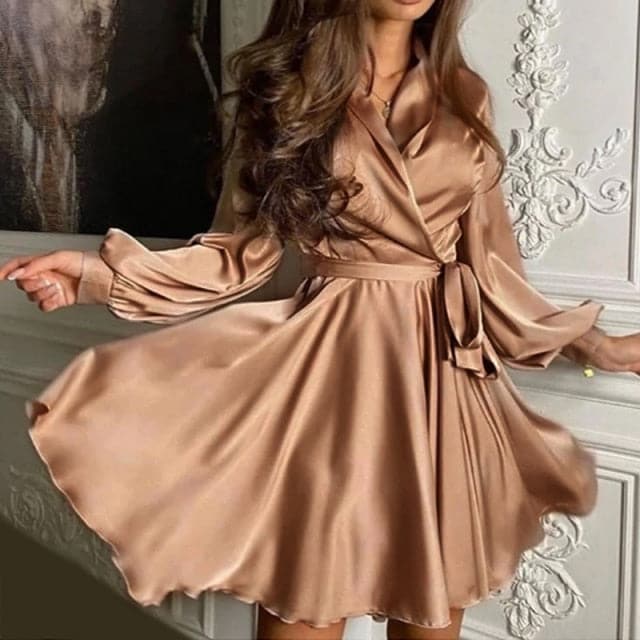 CD | Sexy Satin eșarfe A Line Mini rochie