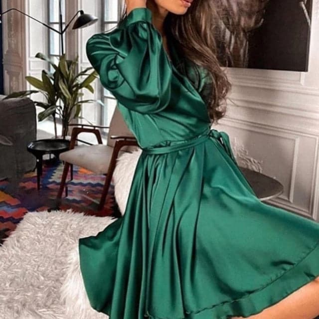 CD | Sexy Satin eșarfe A Line Mini rochie