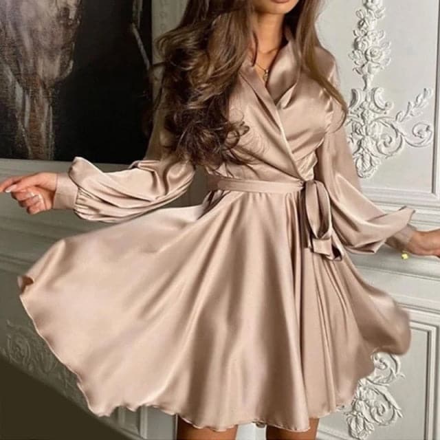 CD | Sexy Satin eșarfe A Line Mini rochie