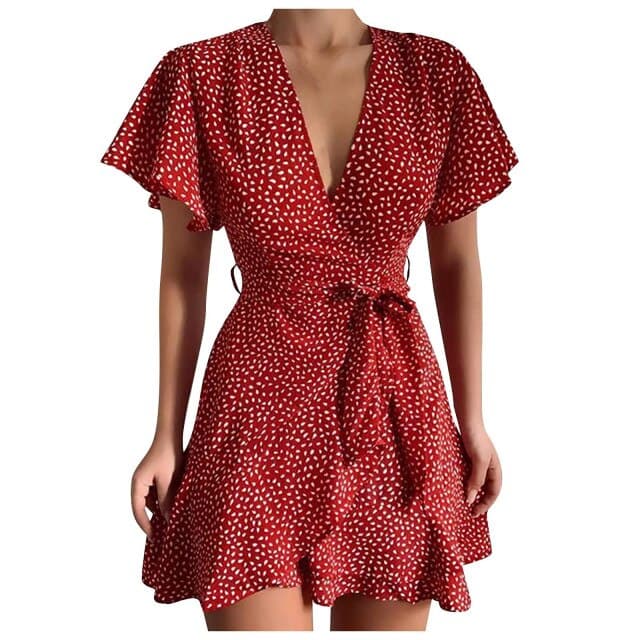 CD | Rochie mini vintage scurtă cu mâneci fluture