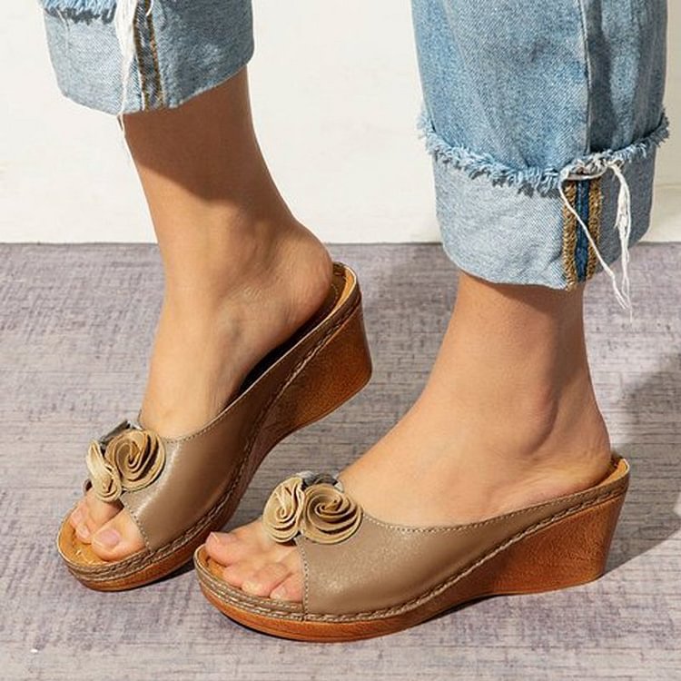 CD | Sandale confortabile din piele cu flori