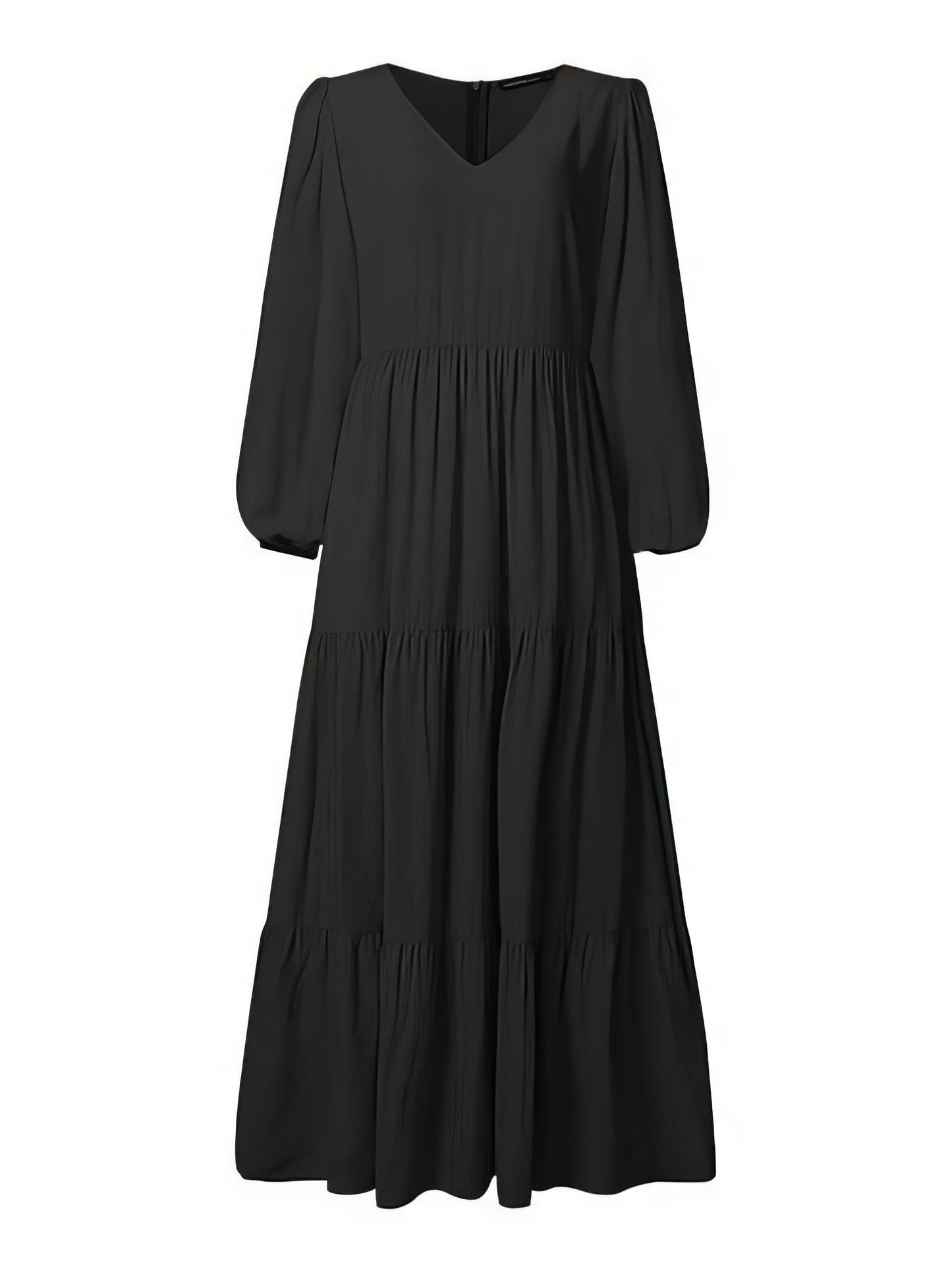 CD Temperament V-Neck Long Sleeve Flowing Dress