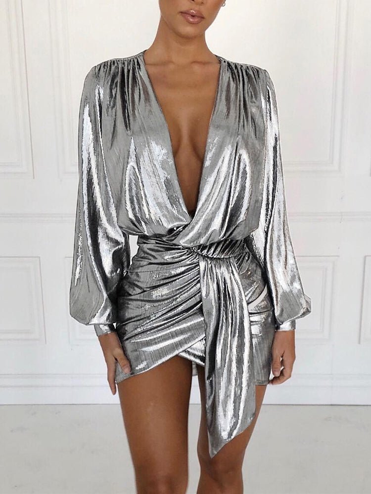 CD | Hollow Deep V gât Sexy Mini rochie