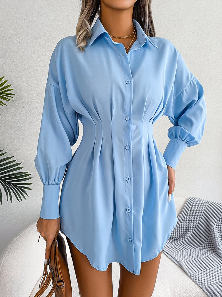 CD | Rochie mini asimetrică cu mâneci lanternă și talie