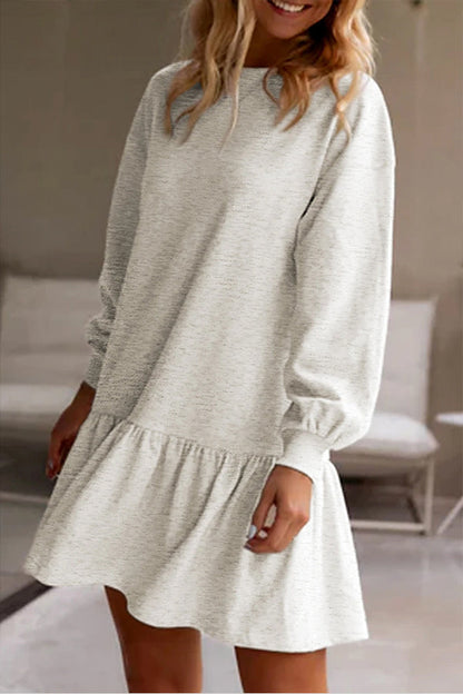 CD | Alb Unicolor Ruffle tiv mini rochie hanorac
